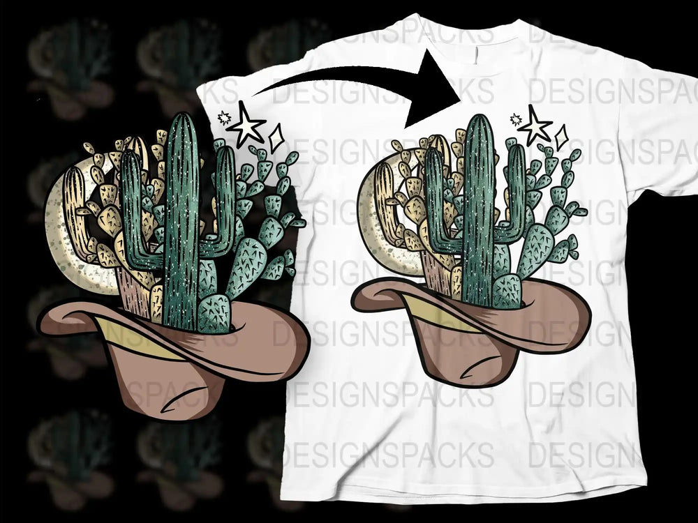Cactus Garden Graphic T-Shirt, Women's Boho Artist Design Tee, Trendy Plant Lover Gift, Stylish Casual Wear