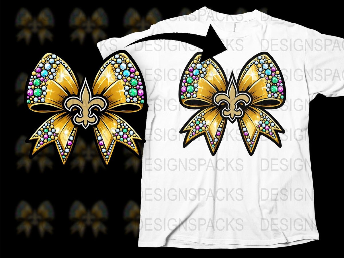 Mardi Gras Fleur De Lis T-Shirt, Rhinestone Embellished, New Orleans Style, Festive Carnival Apparel, Unisex White Tee