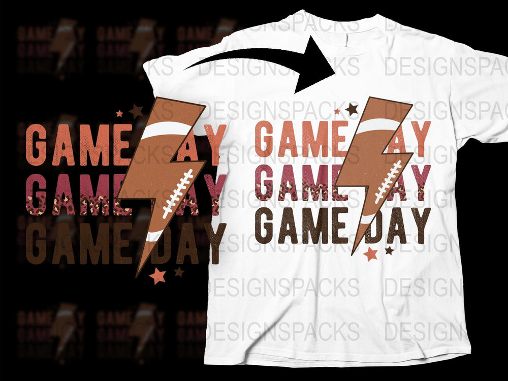 Game Day T-Shirt, Football Theme, White Graphic Tee, Sports Apparel, Casual Athletic Wear