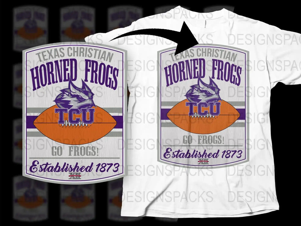 Texas Christian University TCU Horned Frogs T-Shirt, Vintage Style, College Apparel, Established 1873 Graphic Tee