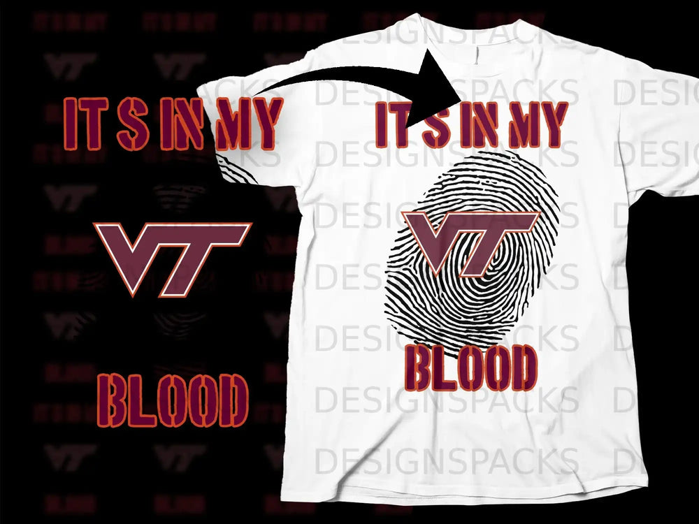 It's In My Blood VT Fingerprint Design T-Shirt