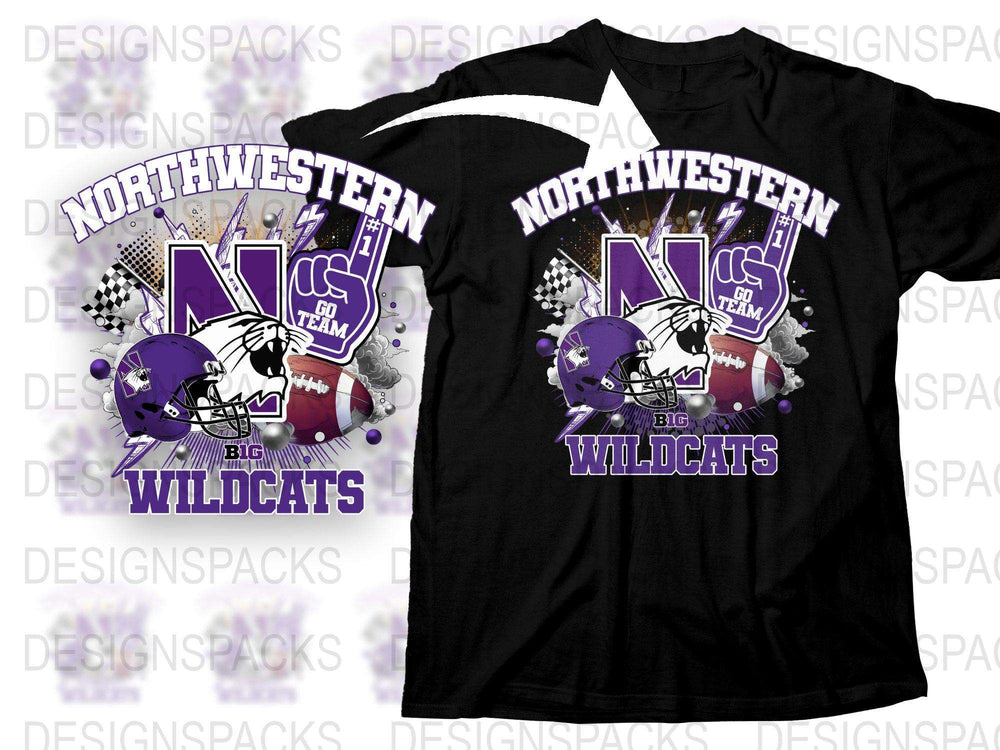 Northwestern Wildcats T-Shirt, Football Team Graphic Tee, Purple and Black, College Sports Apparel