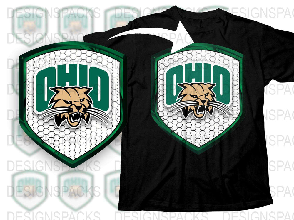 Ohio Bobcats Logo T-Shirt, Black Cotton Tee, Sports Fan Apparel, College Football Gear