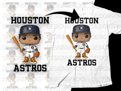 Houston Astros Funko Pop style baseball player design for t-shirt, print-ready SVG/PNG