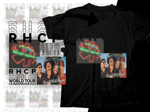 Red Hot Chili Peppers Unlimited Love World Tour t-shirt with band photo.