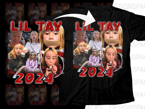 Lil Tay 2024 graphic t-shirt design with collage print, ideal for DTF/DTG printing