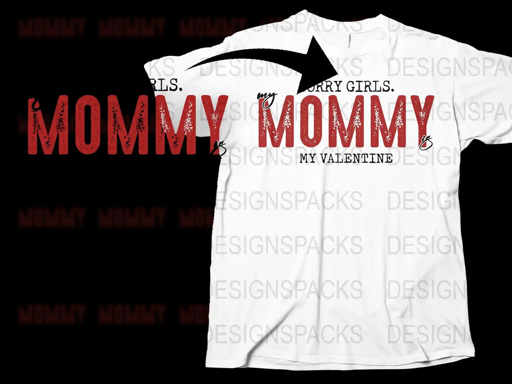 Mommy Valentine T-Shirt, Red and White Graphic Tee, Casual Women's Fashion, Valentine's Day Gift for Her