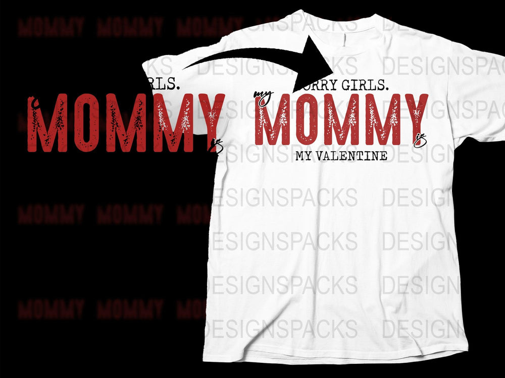 Mommy Valentine T-Shirt, Red and White Graphic Tee, Casual Women's Fashion, Valentine's Day Gift for Her