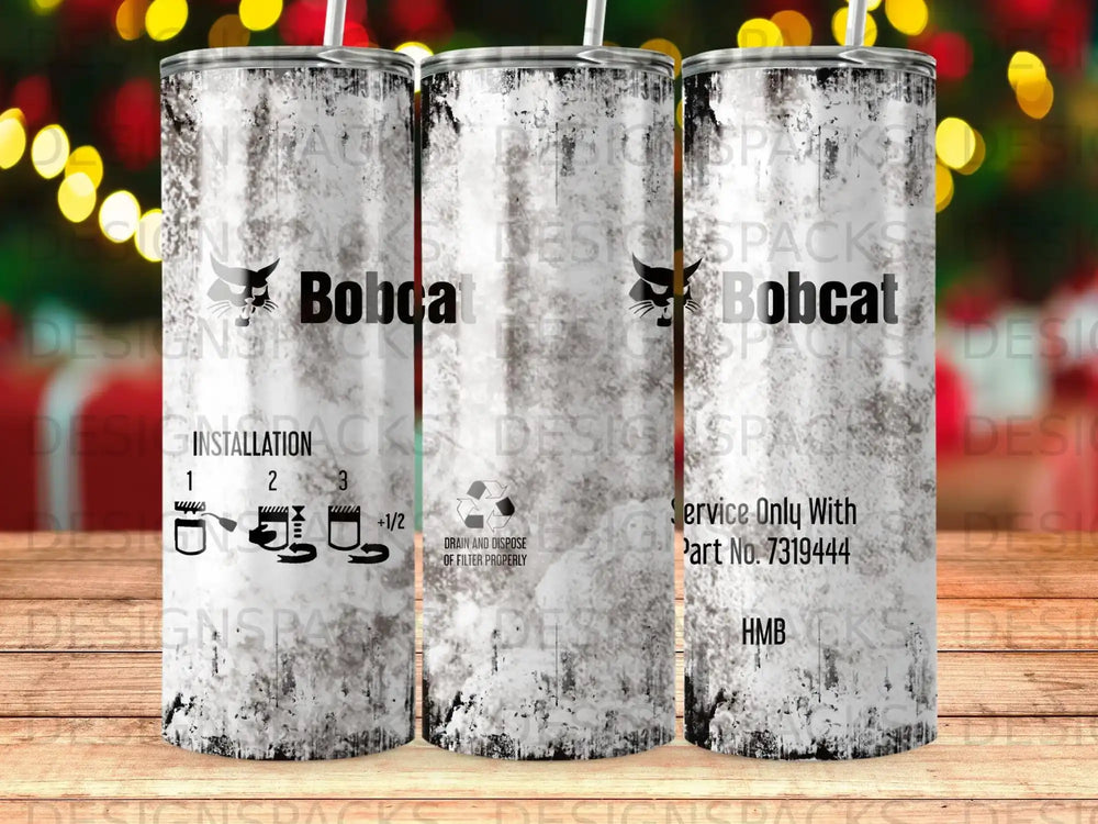 Bobcat service tumbler with installation and disposal instructions.