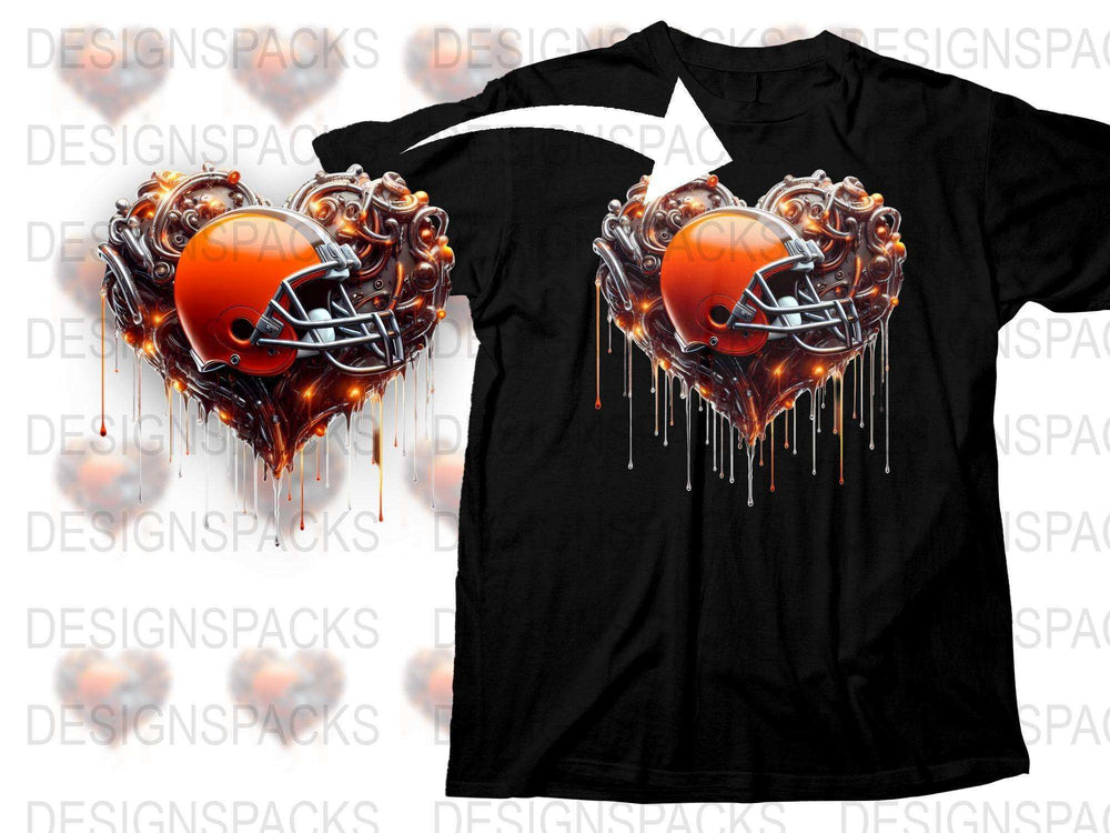 Cool Heart Football Helmet Graphic T-Shirt, Stylish Sports Art Tee, Unique Design Football Lover Shirt, Trendy Gift for Fans