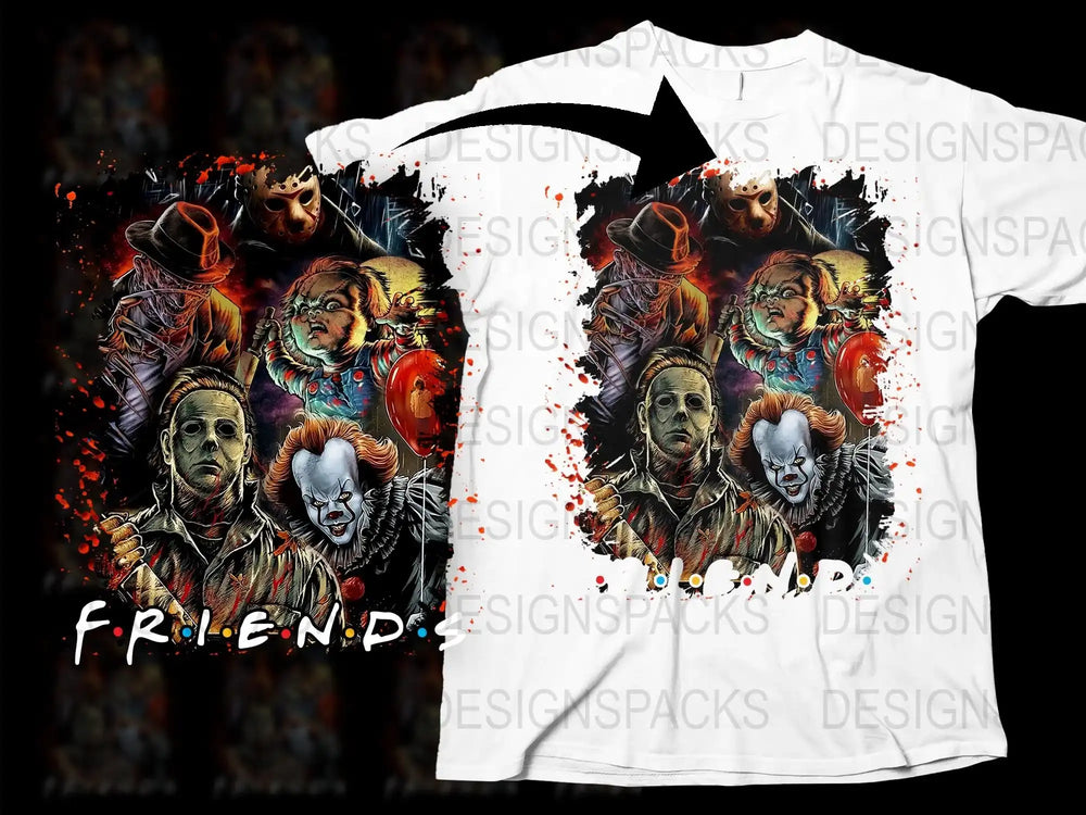 Horror Movie Clown T-Shirt, Scary Film Characters Graphic Tee, Unisex Horror Apparel, Halloween Shirt Design