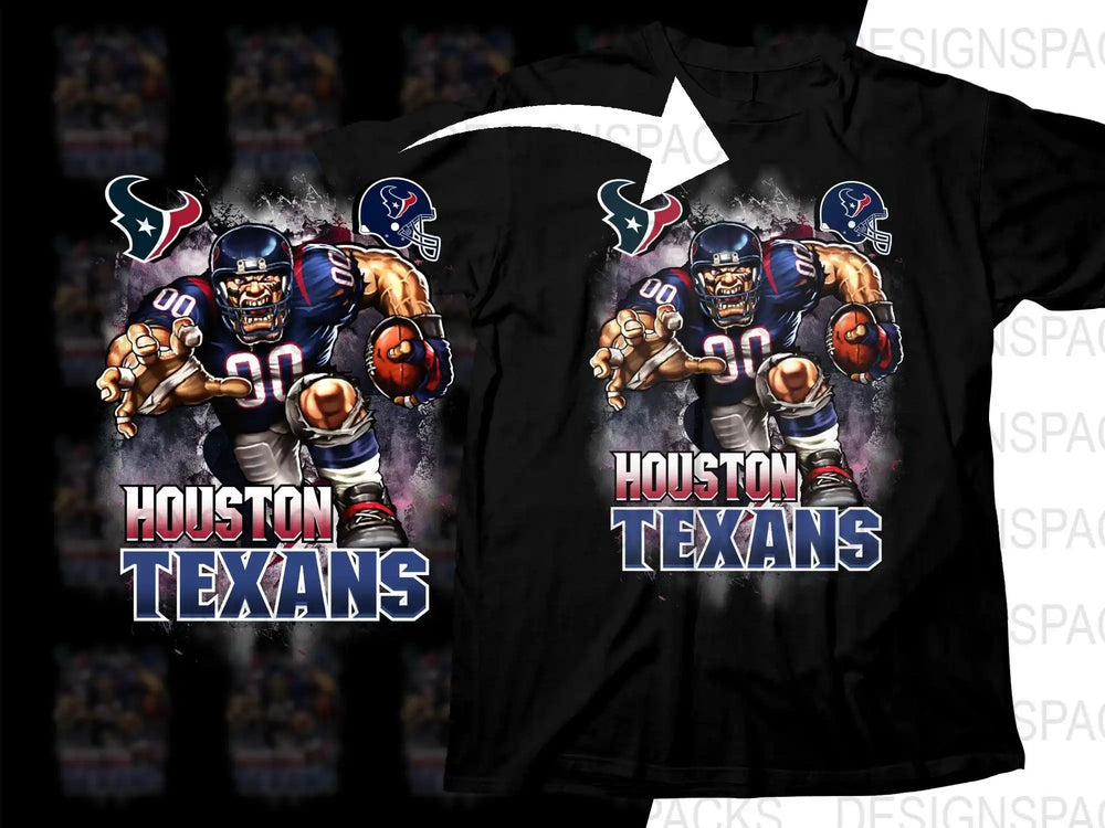Houston Texans football player graphic t-shirt design for DTF DTG printing