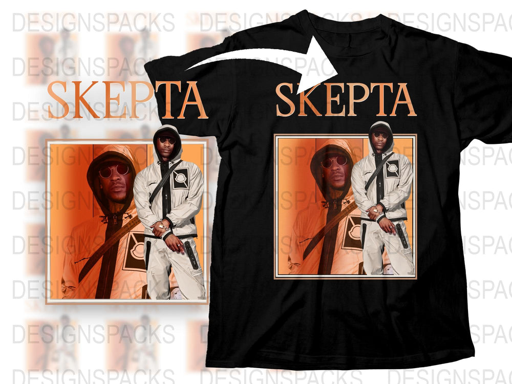 Skepta Inspired Graphic T-Shirt, Bold Orange Black Urban Tee, Men's Fashion Street Style Shirt, Trendy Hip Hop Artist Merchandise