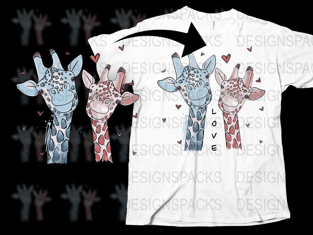 Cute Giraffe Family T-Shirt, Funny Animal Print, Kids and Adults Sizes, Novelty Graphic Tee, Perfect Gift Idea
