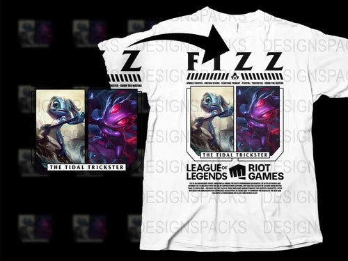 League of Legends Fizz T-Shirt, Gamer Tee, Graphic Tidal Trickster Design, Unisex White Top