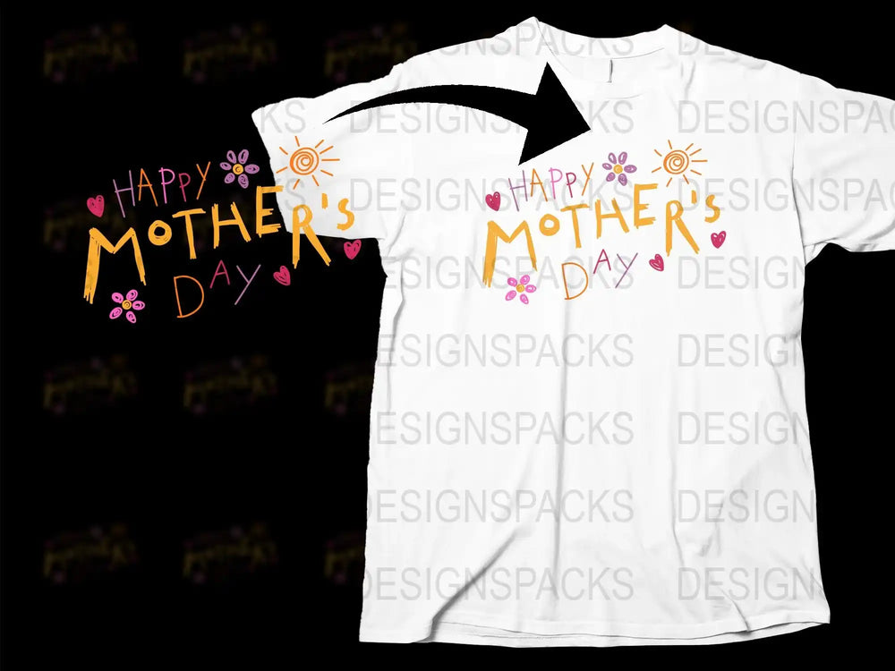 Happy Mother's Day T-Shirt Floral Heart Design, Cute Mom Gift, Women's White Graphic Tee