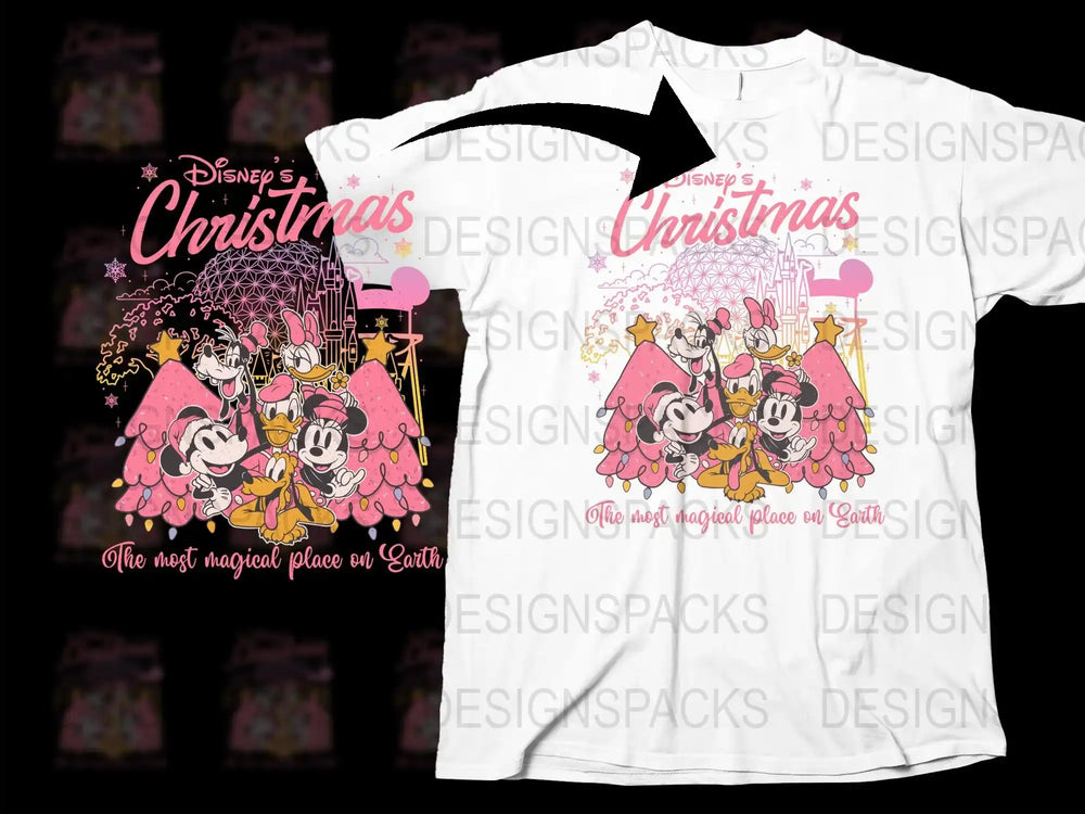 Disney Christmas T-Shirt, Mickey and Minnie Holiday Tee, Magical Place Graphic, Unisex Kids and Adult Sizes