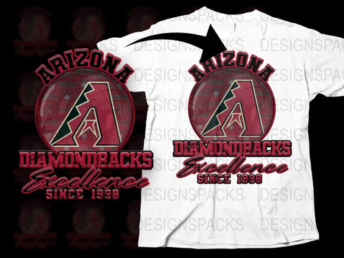 Arizona Diamondbacks Excellence since 1998 t-shirt design, print-ready DTF/DTG bundle for fans