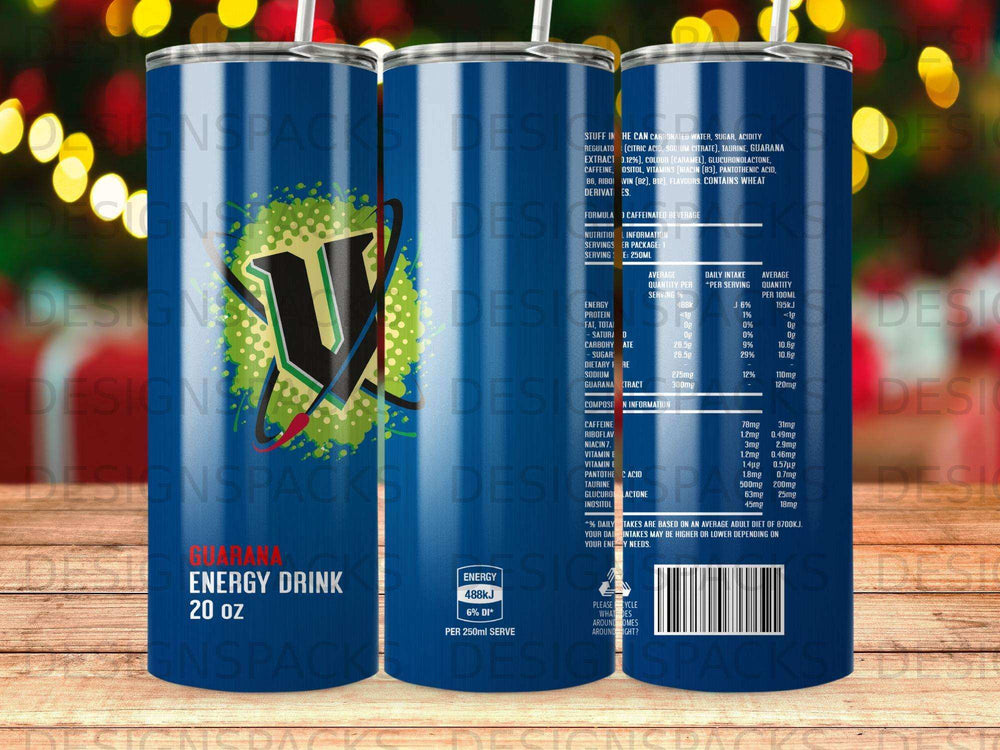 Guarana energy drink can with nutrition facts and ingredient list.
