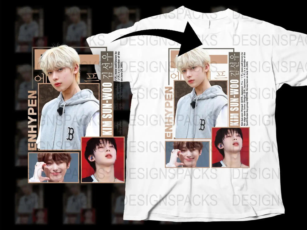 ENHYPEN Sunghoon Themed T-Shirt, K-Pop Idol Photo Print, Fan Merchandise, Casual Streetwear Style
