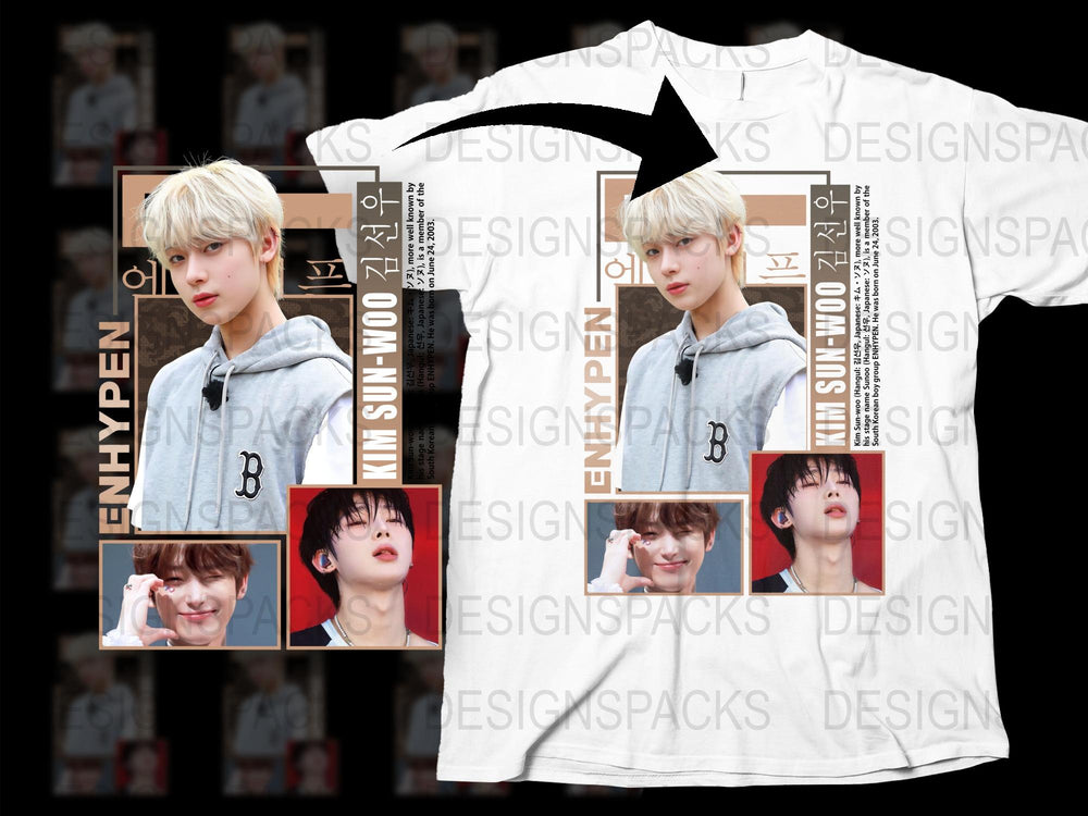 ENHYPEN Sunghoon Themed T-Shirt, K-Pop Idol Photo Print, Fan Merchandise, Casual Streetwear Style