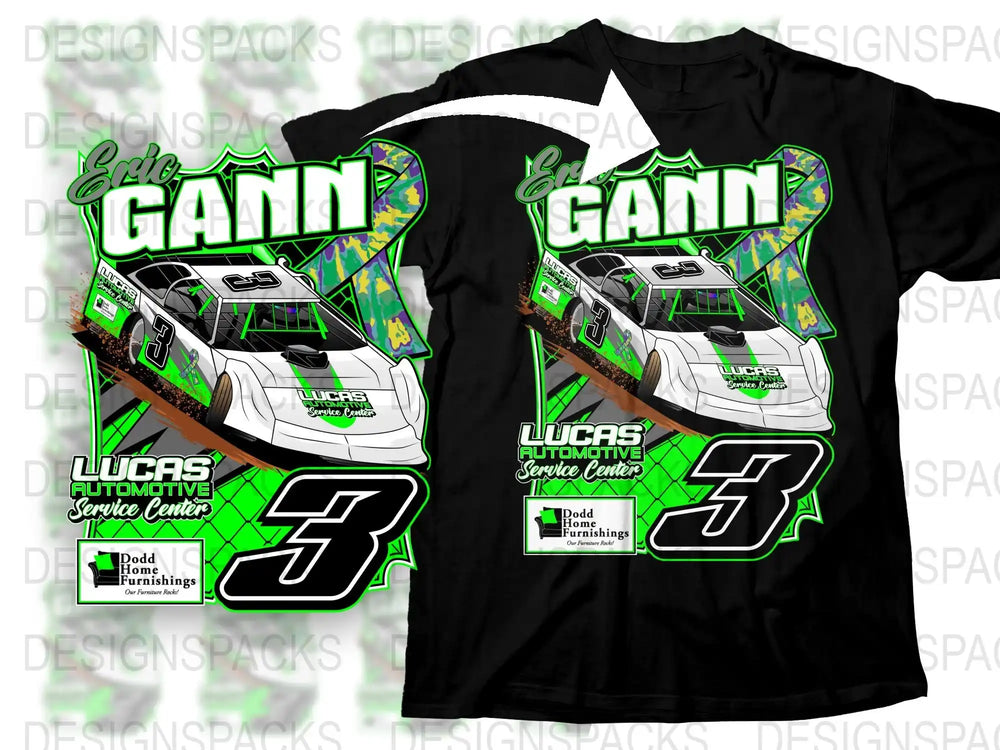 Custom Racing Shirt Design, Lucas Automotive Service, Gann Number 3 Car Graphics T-Shirt