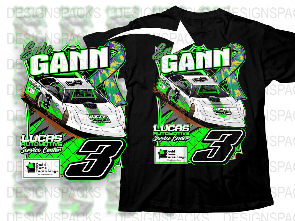 Custom Racing Shirt Design, Lucas Automotive Service, Gann Number 3 Car Graphics T-Shirt