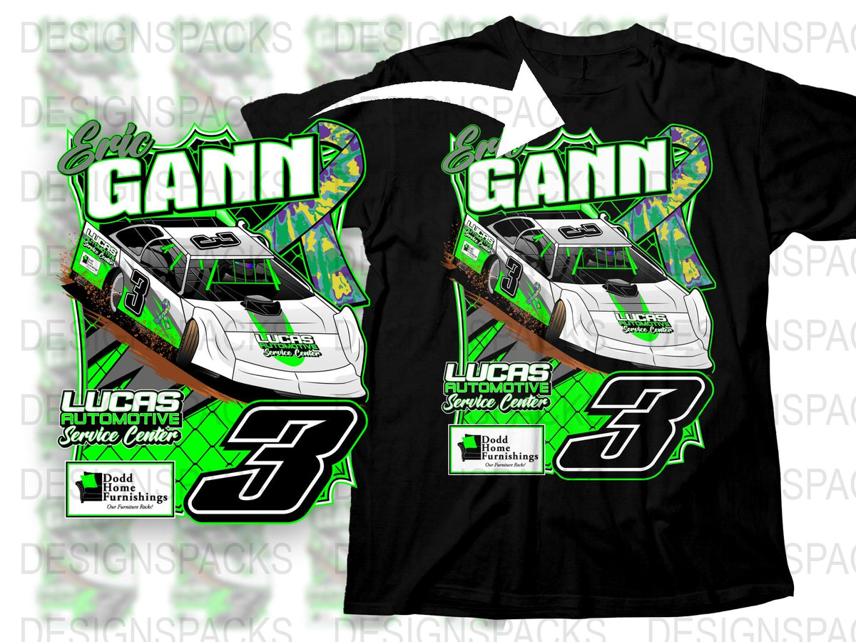 Custom Racing Shirt Design, Lucas Automotive Service, Gann Number 3 Car Graphics T-Shirt