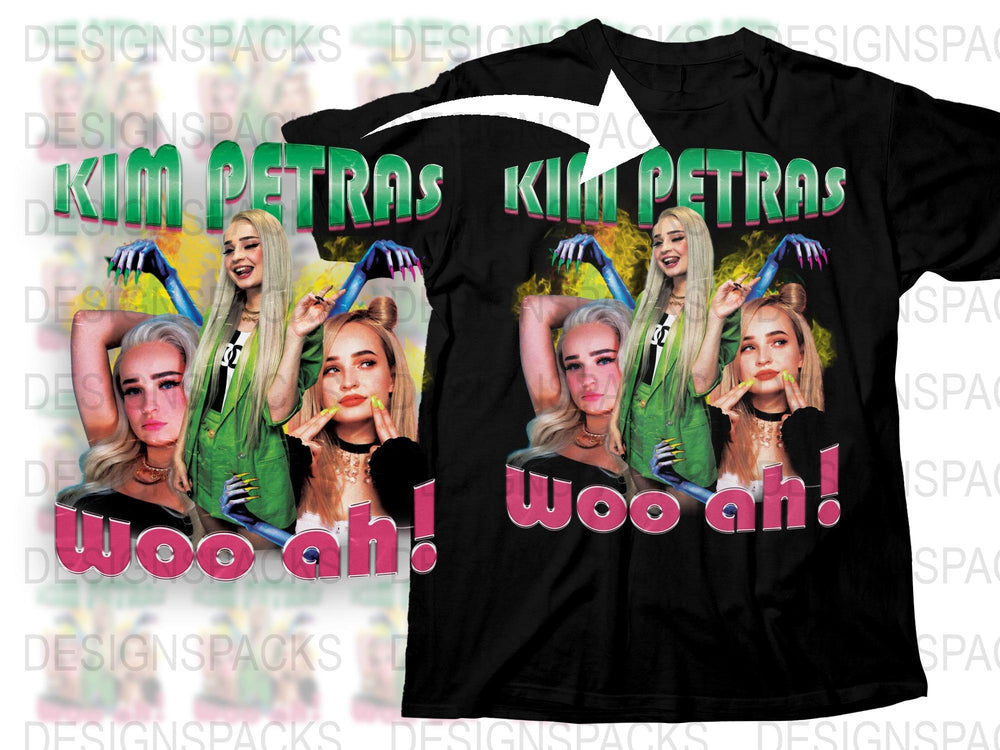 Kim Petras Woo Ah! Fan T-Shirt, Graphic Pop Music Tee, Concert Merch, Trendy Celebrity Shirt Design, Multiple Images
