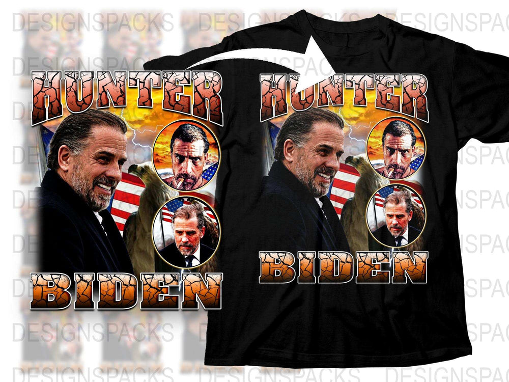 Hunter Biden Graphic T-Shirt, Political Satire Tee, American Flag Design, Men's Black Shirt, Unique Gift Idea