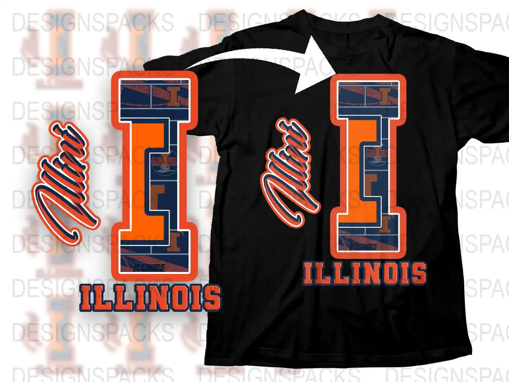Illinois Fighting Illini T-Shirt, College Sports Fan Gear, Orange Blue Apparel, University Merchandise