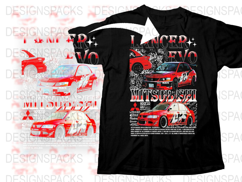 Mitsubishi Lancer Evolution T-Shirt, Red Evo Car Graphic Tee, Automotive Enthusiast Gift, Collector Sports Car Apparel, Unisex Clothing
