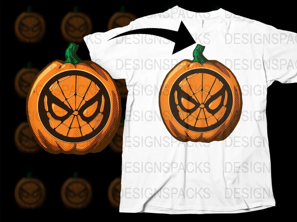 Spider-Man pumpkin design for t-shirts, print-ready Halloween graphic