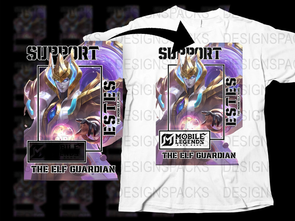 Mobile Legends Support Estes T-Shirt, The Elf Guardian Graphic Tee, Gamer Apparel