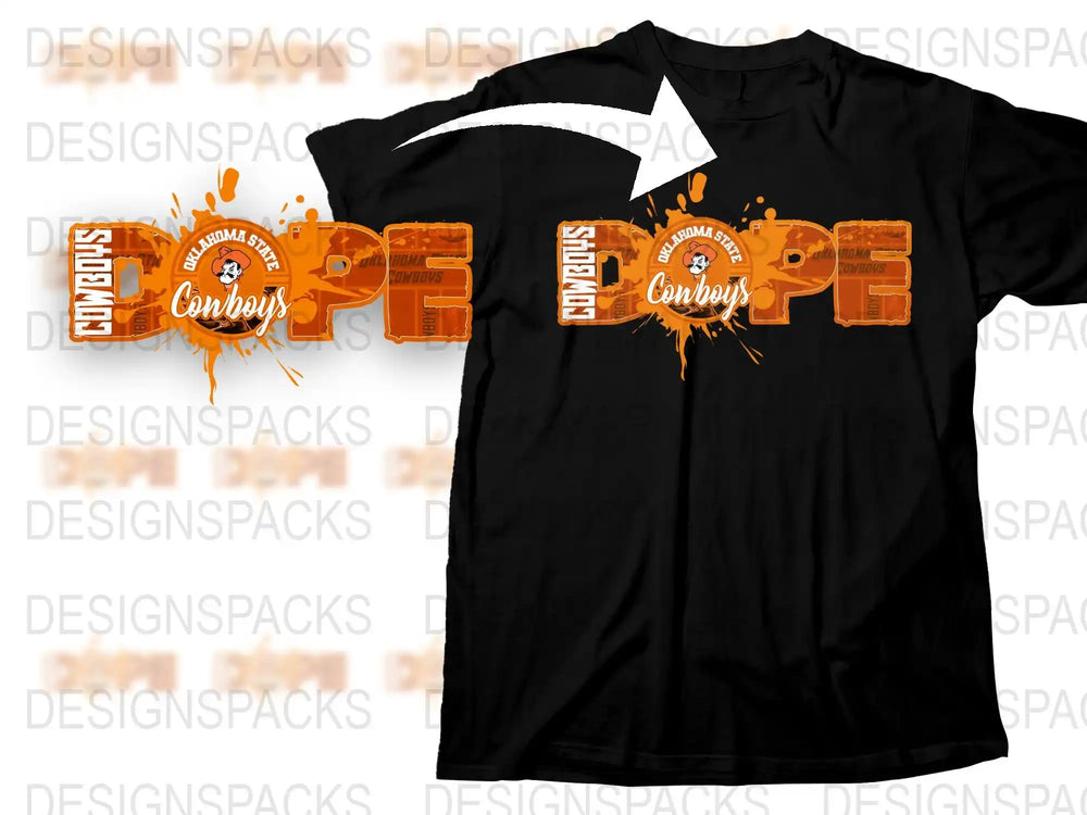 Oklahoma State Cowboys T-Shirt, Orange Splash Graphic, College Football Fan Apparel, Unisex Cotton Tee