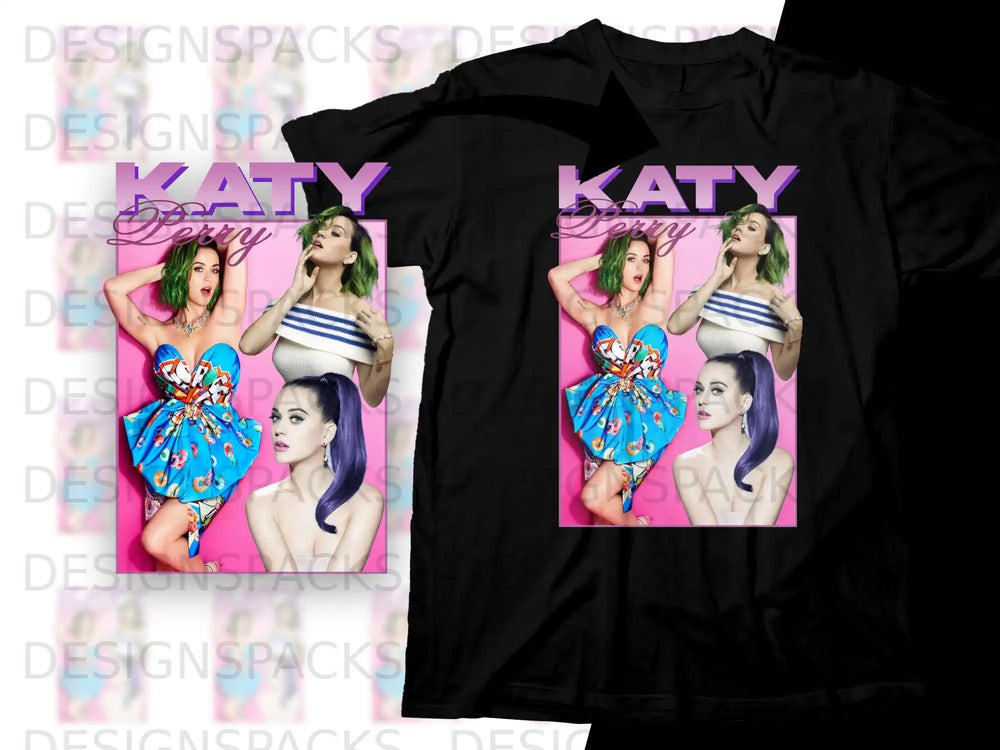 Black t-shirt featuring Katy Perry graphic with "KATY PERRY" text.