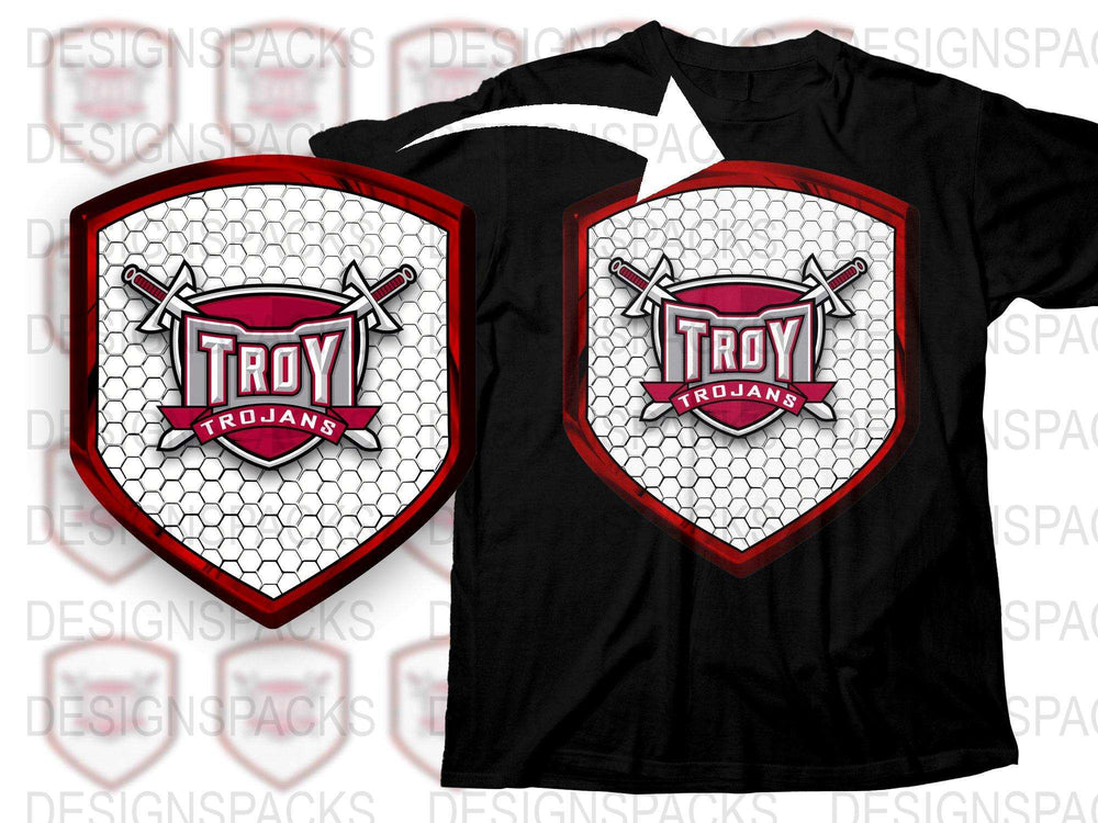 Troy Trojans Graphic T-Shirt, High School Team Apparel, Sports Fan Gear, Black Shirt with Logo, Unique Athletic Wear, Casual Style
