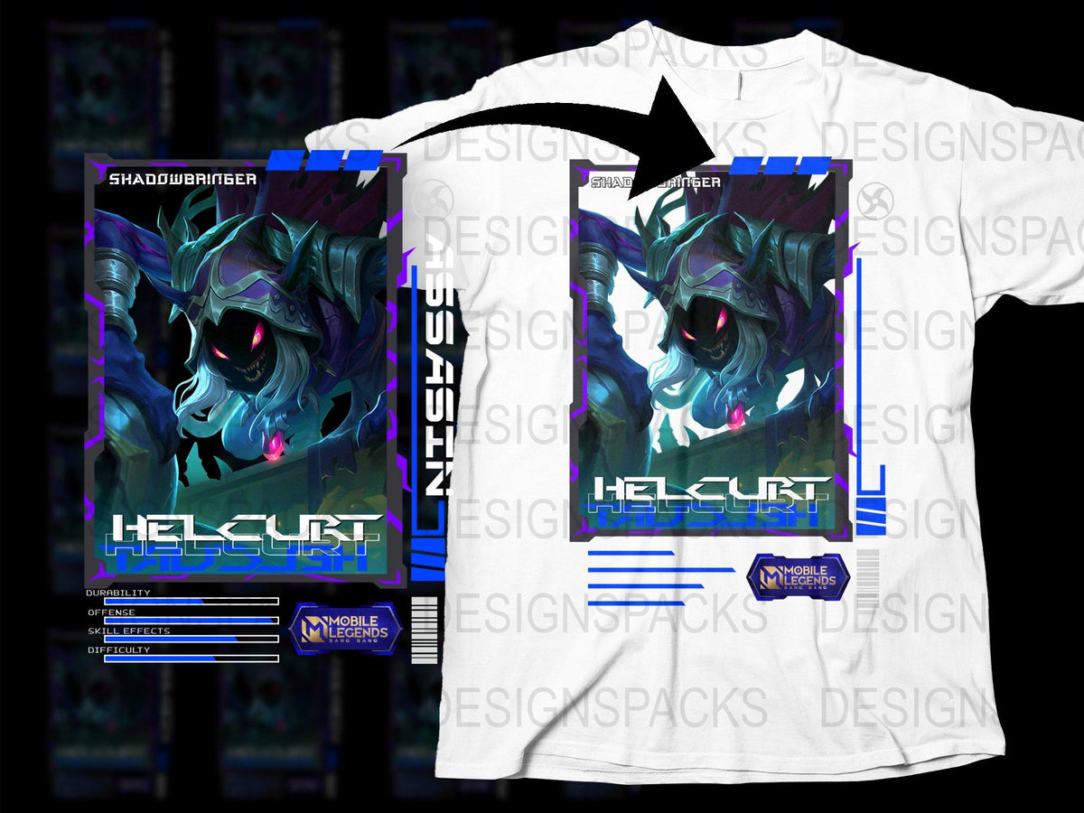 Helcurt Shadowbringer Mobile Legends Graphic T-Shirt, Vibrant Gamer Tee, Unisex Fashion