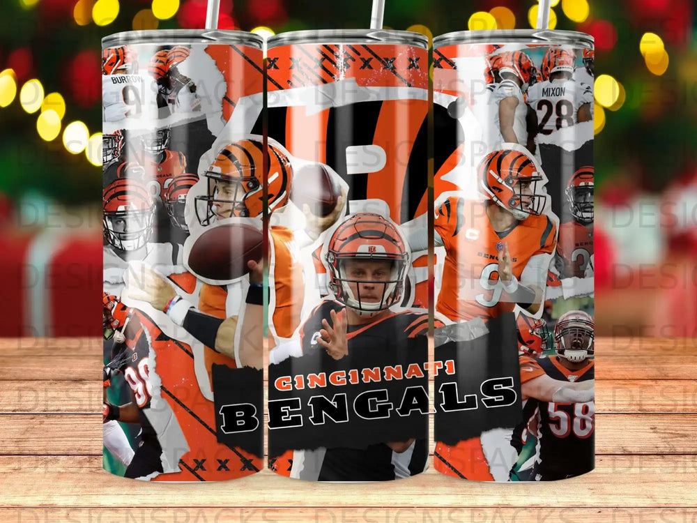 Cincinnati Bengals collage with players Joe Burrow and Joe Mixon.
