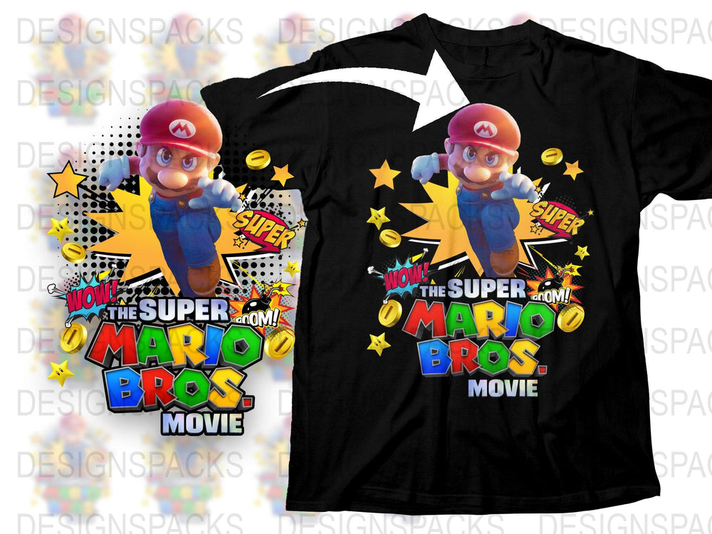 Super Mario Bros Movie Graphic T-Shirt, Colorful Retro Game shirt, Nostalgic Pop Culture Tee, Gift for Gamers.