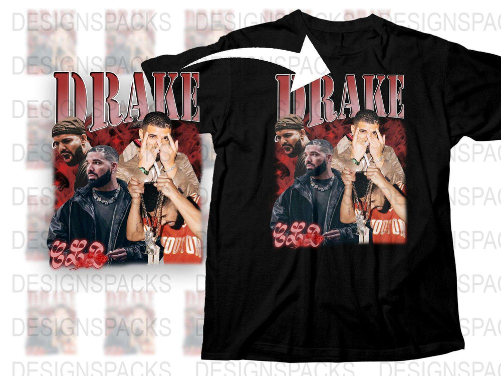 Drake Inspired Graphic T-Shirt, Men's Pop Culture Music Tee, Celebrity Photo Print Shirt, Trendy Hip Hop Apparel