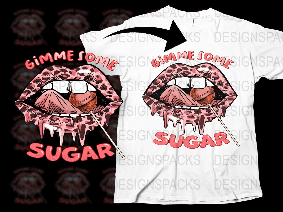 Spicy Sugar Lips Graphic T-Shirt, Bold Lip Print Tee, Edgy Streetwear, Unisex Fashion Top, Unique Gift Idea for Teens and Adults