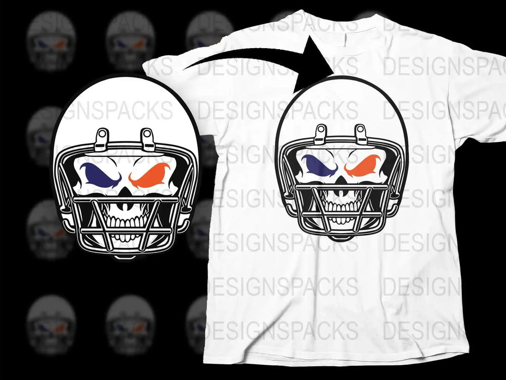 White Graphic T-Shirt with Colorful Skull Helmet Design, Unisex Sports Style Tee
