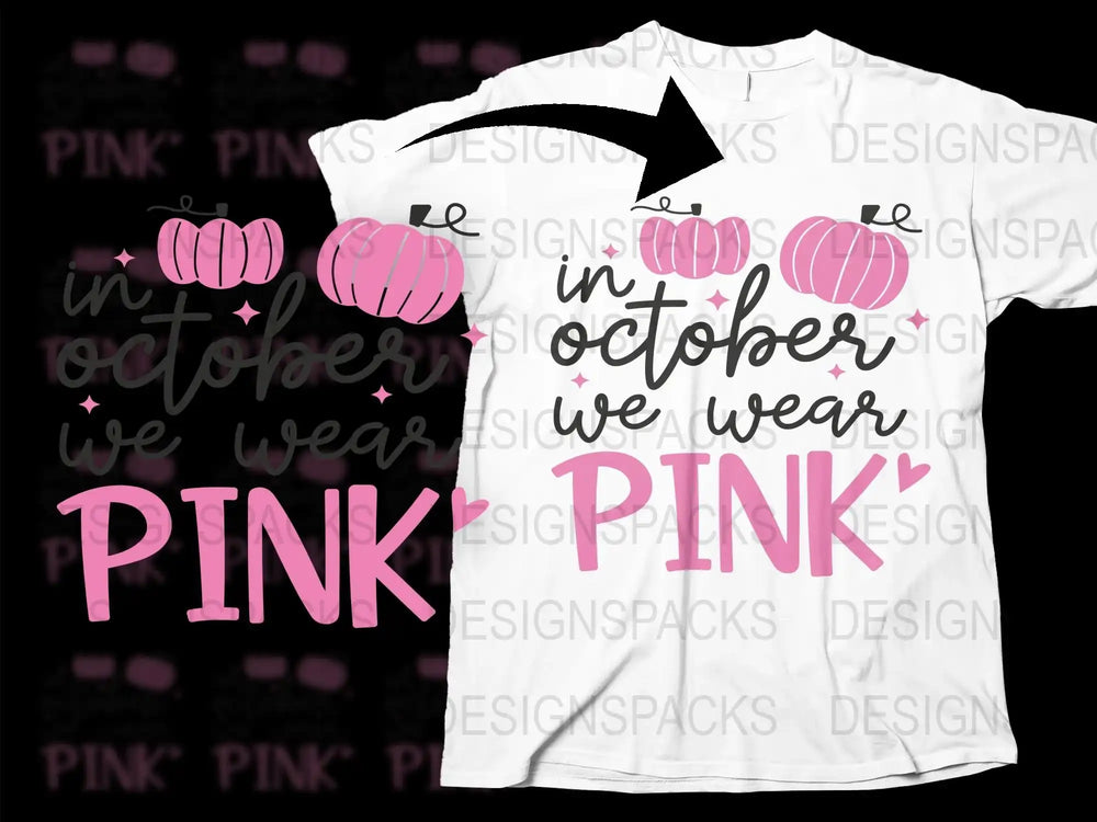 October Breast Cancer Awareness Pink Pumpkin T-Shirt, Supportive Fashion Tee