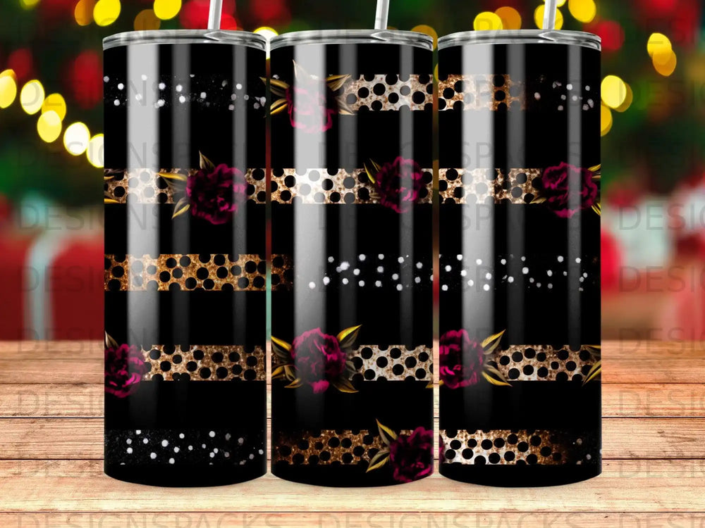 Opulent Midnight Bloom Tumbler Digital Wrap Design