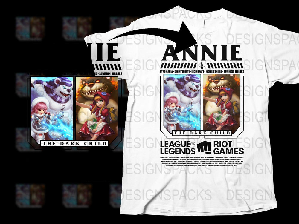 League of Legends Annie T-Shirt, Dark Child Graphic Tee, Gaming Apparel, Riot Games Merchandise