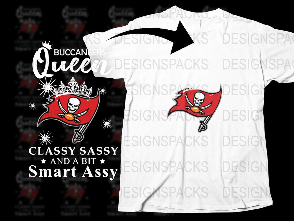 Buccaneer Queen T-Shirt, Women's Pirate Skull Graphic Tee, Classy Sassy Smart Assy Shirt