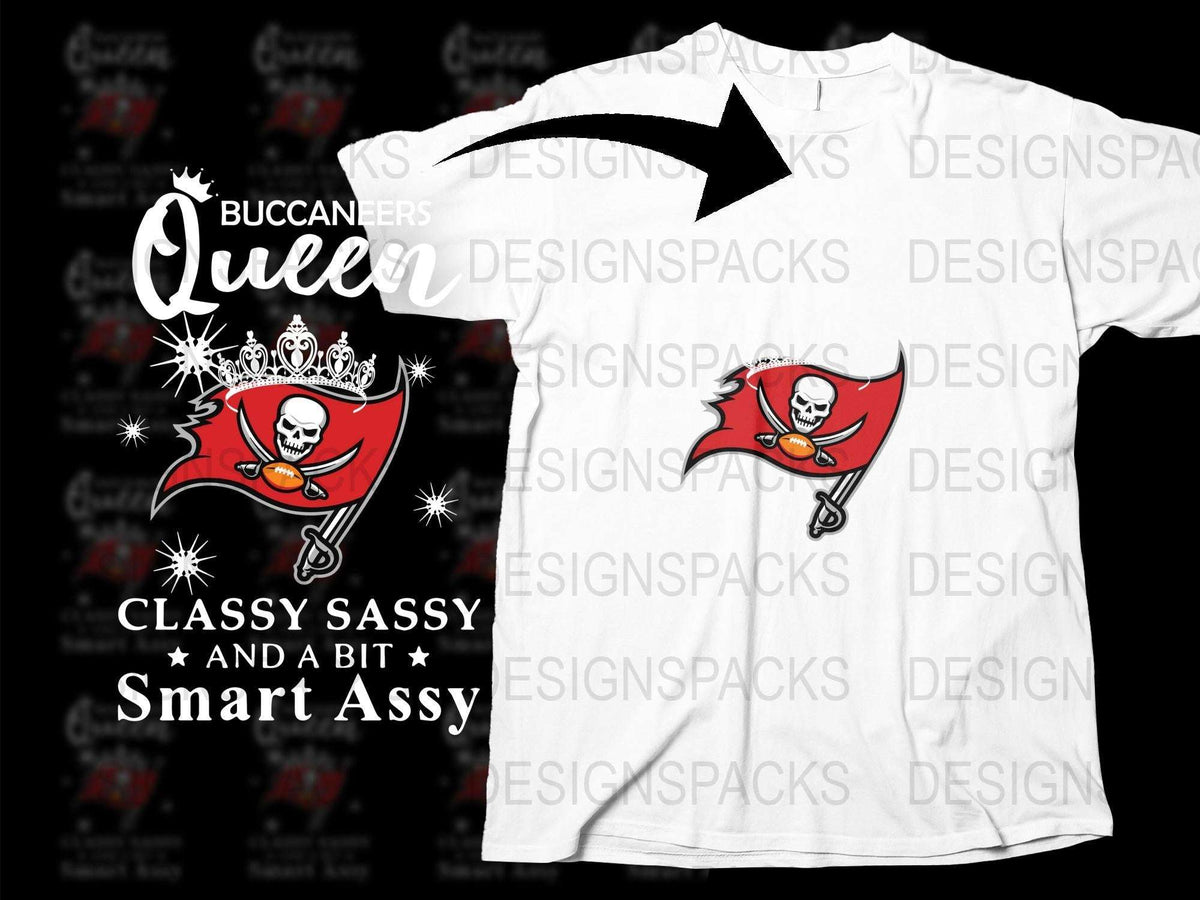Buccaneer Queen T-Shirt, Women's Pirate Skull Graphic Tee, Classy Sassy Smart Assy Shirt