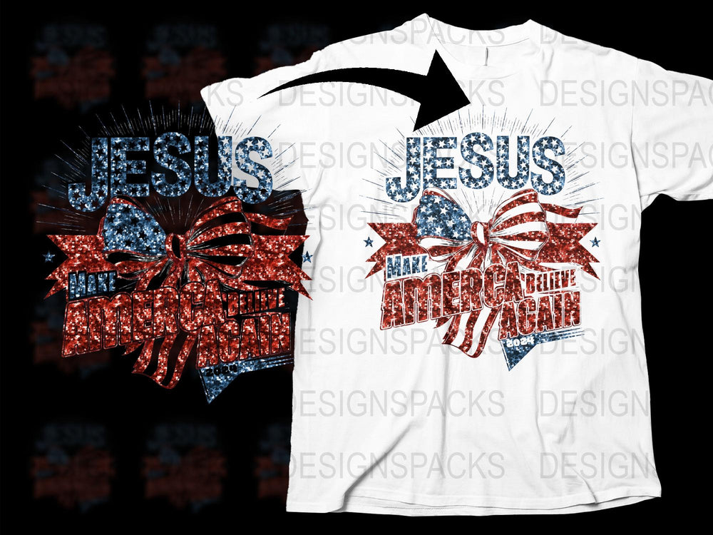 Patriotic Jesus T-Shirt, American Flag Design, Christian Faith Tee, Independence Day Apparel