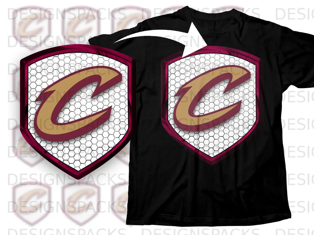 Basketball Team Logo C Shield on Black Shirt Product